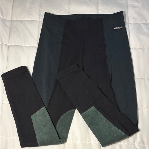 Kerrits Equestrian Flex Tight Legging Pant Full Stretch Black / Green Size M - Picture 2 of 12